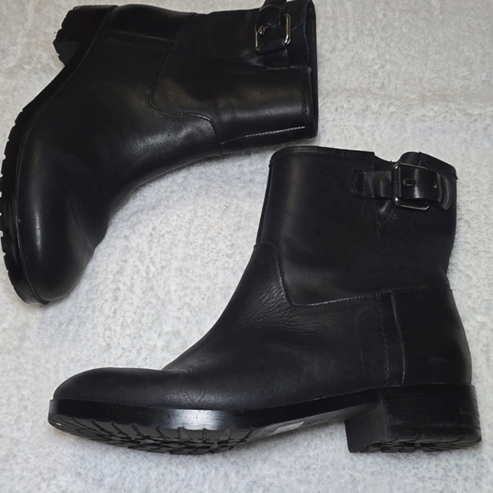 Gap Leather Black Buckle Moto Boots Size 6 Women's